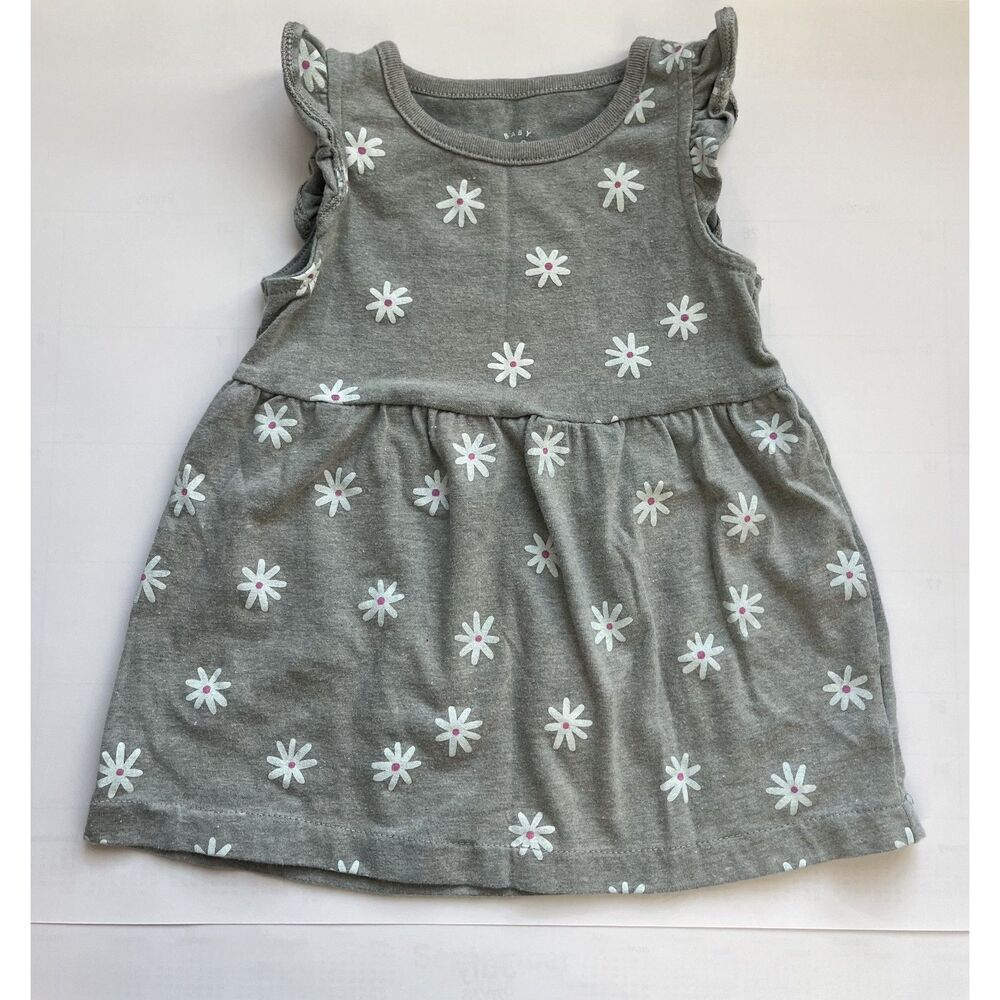 Cat & Jack Gray Floral Dress – Size 12 Months